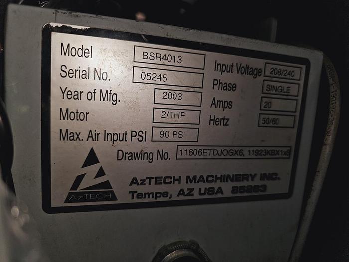 Used 12" WIDE AZTECH LABEL INSPECTION REWIND SYSTEM