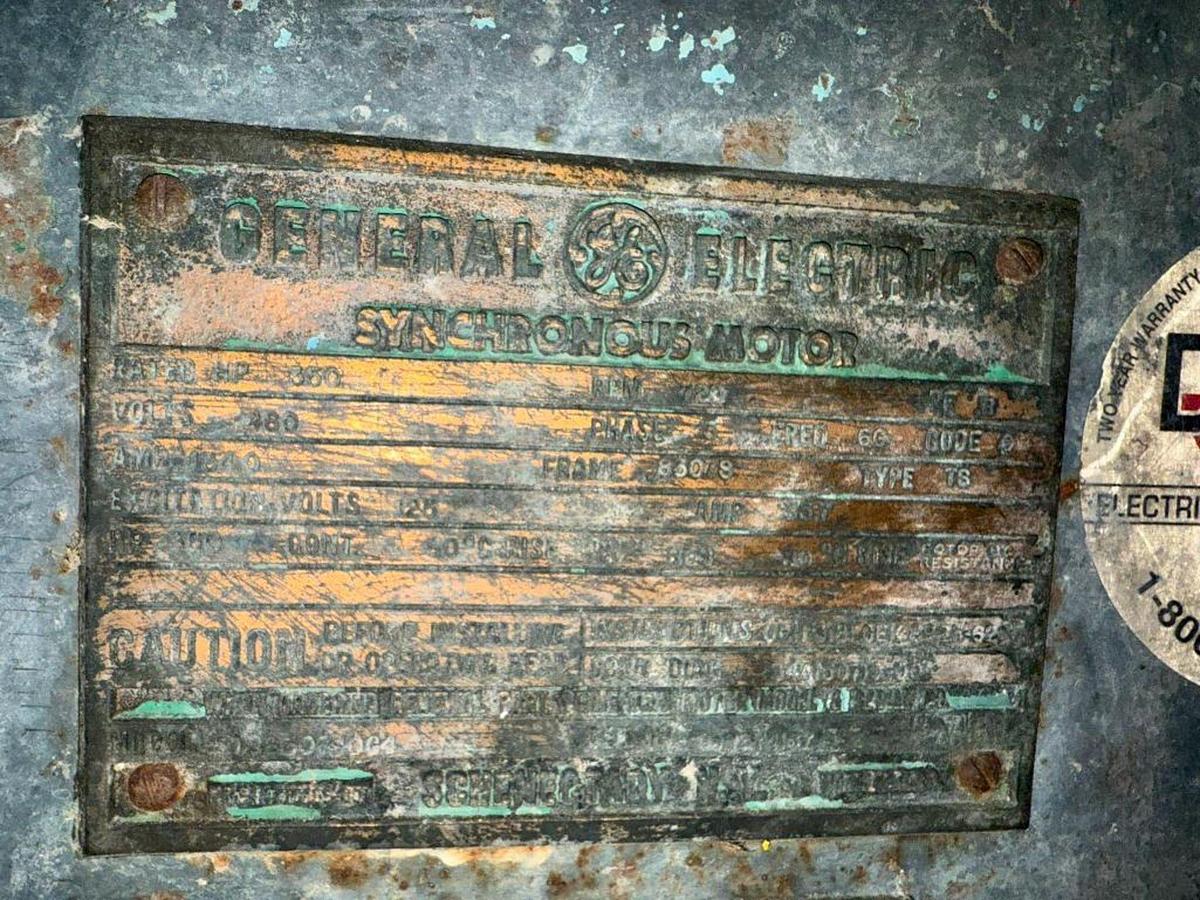 Used 350 HP GENERAL ELECTRIC SYNCHRONOUS MOTOR 