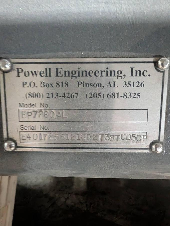 Used 60" WIDE POWELL MDL. EP7260AL SHAFTLESS FLOOR PICK UP UNWIND BACK STAND 72" DIAMETER 3" - 16" CHUCKS