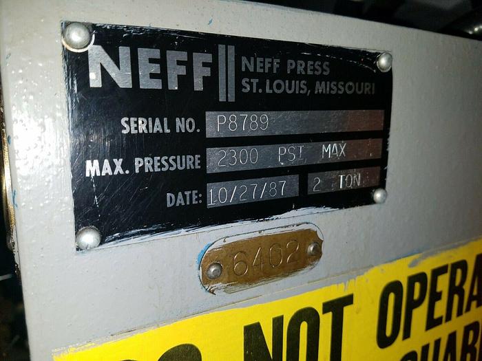 Used Neff 2 Ton Press with Rotary Table Rapid Assembly Stamping Pressing