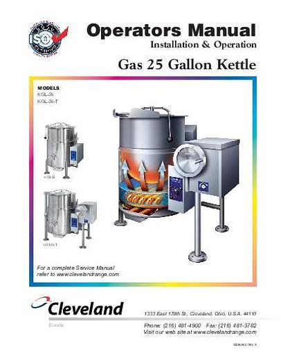 CLEVELAND KGL25T, 25 GAL. GAS JACKETED TILTING STEAM KETTLE IS BRAND NEW, NEVER USED, STILL IN FACTORY'S CRATE (#791C).