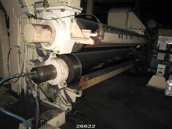Used Beloit  Two Roll Calender With Control Crown Roll, 146" Face Width, 1200 Pli, Shell O.D. 22", Shell I.D. 16", With Hydraulic Plant. #26622