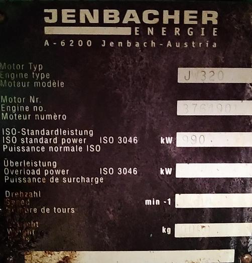 Usado Gerador a gás natural JENBACHER J 320 GS 1000kva