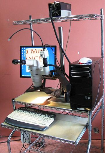 Used Nikon SMZ800 Stereo Microscope with Light source, PC & Software, Camera and cart