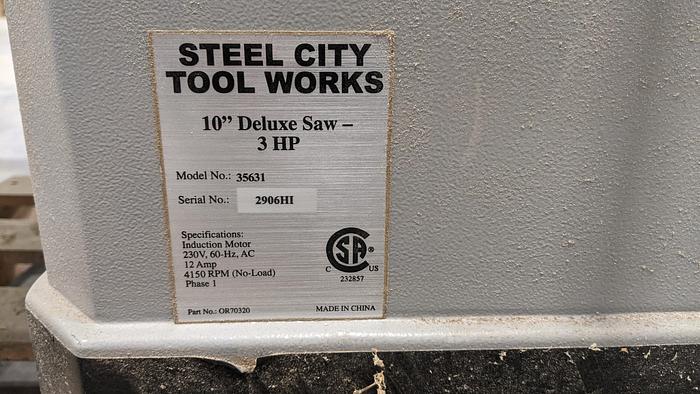 Used Steel City 35631 TABLESAW 3HP 52'' FENCE