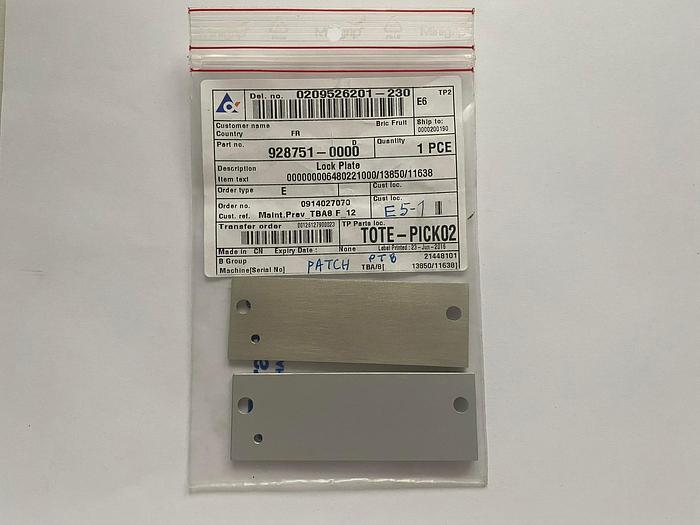 Tetra Pak Spare Parts Lock Plate Part No. 928751-0000