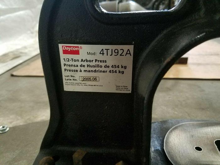 Used Dayton No. 0 1/2 Ton Arbor Press Model 4TJ92A