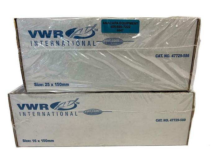 VWR Culture Tubes, 47729-586 16x150mm, 47729-580 25x150mm, Lot of 375 (6647)