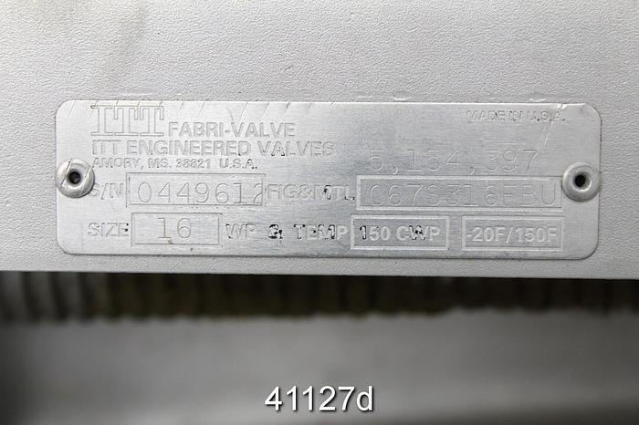 Used Fabri 16" Hand Operated Knife Gate Valve #41127