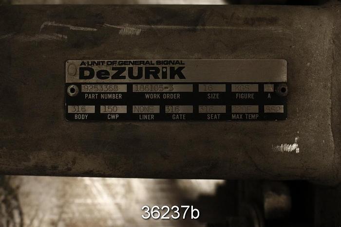 Used Dezurik 16" VPport Hand Operated Knife Gate Valve #36237
