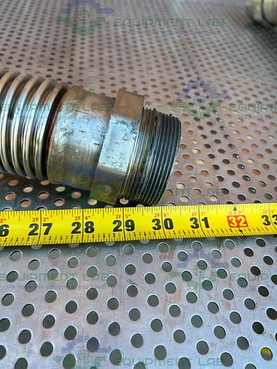 Used Stainless Steel   Flexible Vacuum 30" Hose w/ 3" Vacuum Fitting to 2" Threaded
