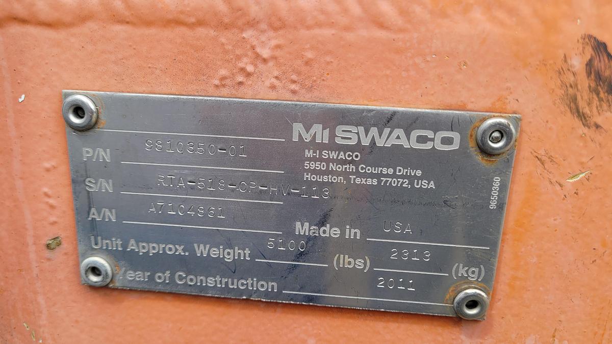 Used 2011 MI SWACO CD 518 HV Centrifuge