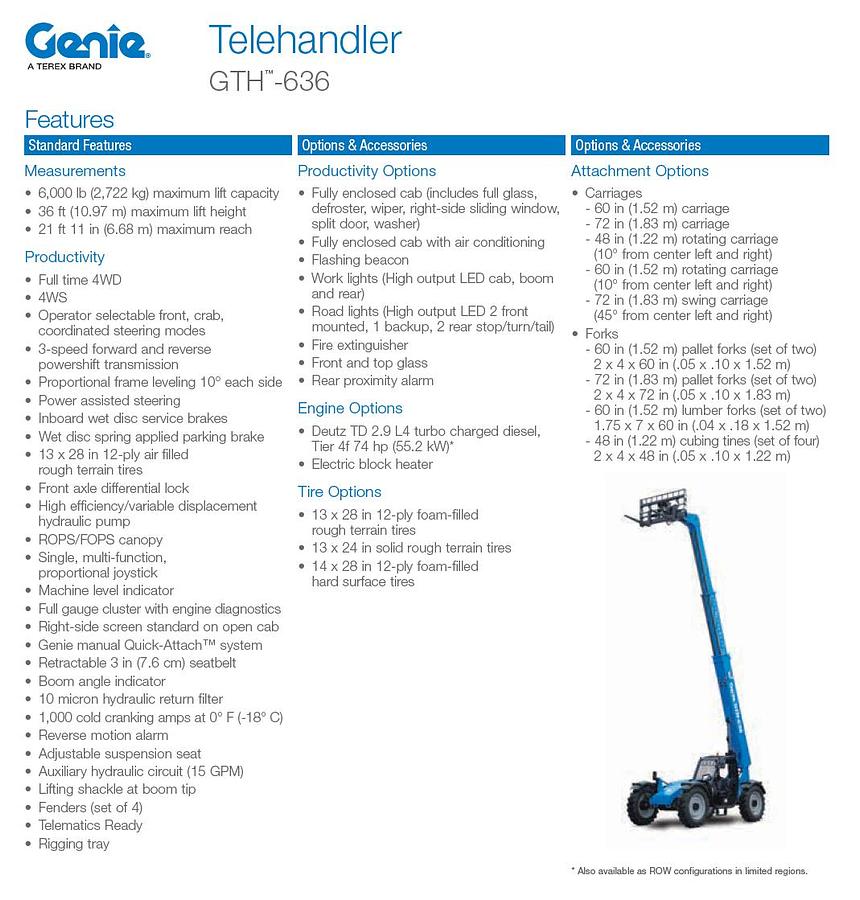 Used 2015 Genie GTH-636