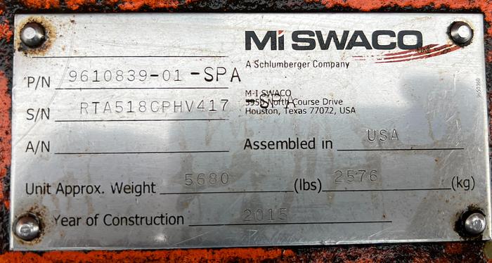 2015 MI SWACO CD 518 HV