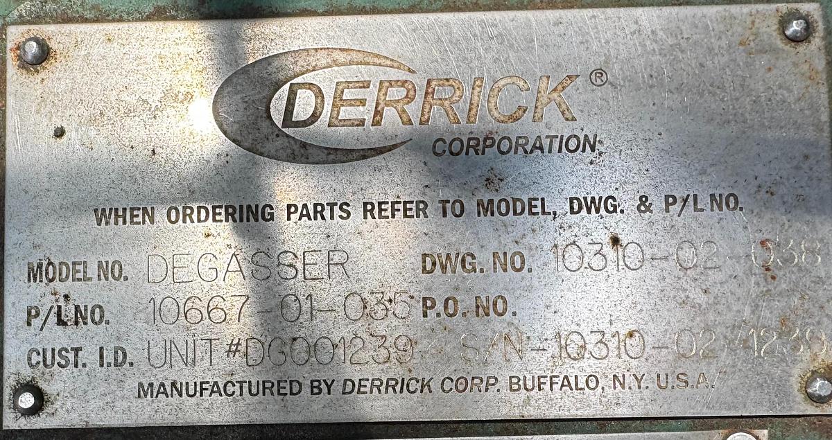 Used Derrick Vacu-Flo 1200 Vacuum Degasser