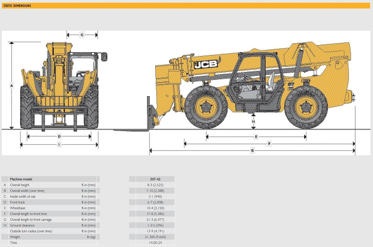 Used 2018 JCB 507-42 Telehandler - 7,000 lb - 42' Lift - 3,332 Hrs - Lancaster CA USA