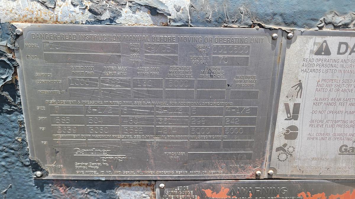 Used 2005 Gardner Denver PZ9 Mud Pump