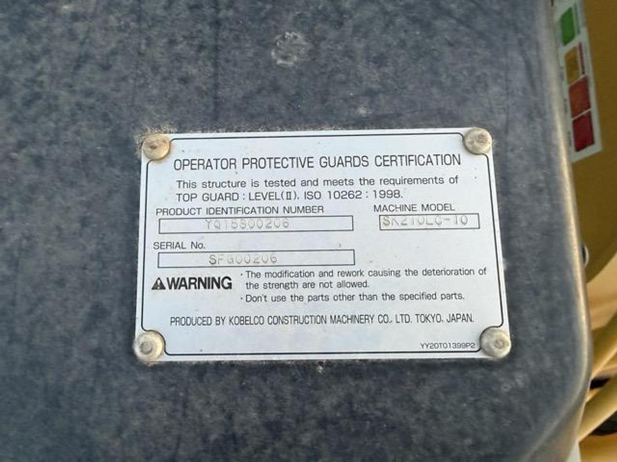 Used 2018 KOBELCO SK210LC-10 Excavator