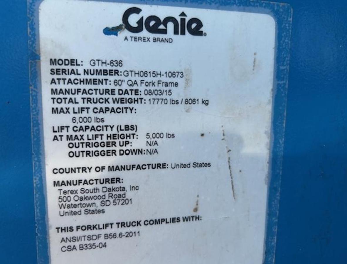 Used 2015 Genie GTH-636