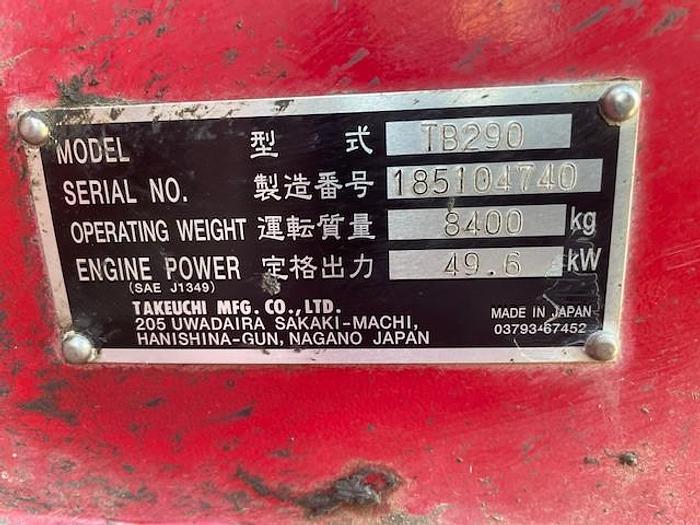 Used TAKEUCHI TB290C MINI EXCAVATOR