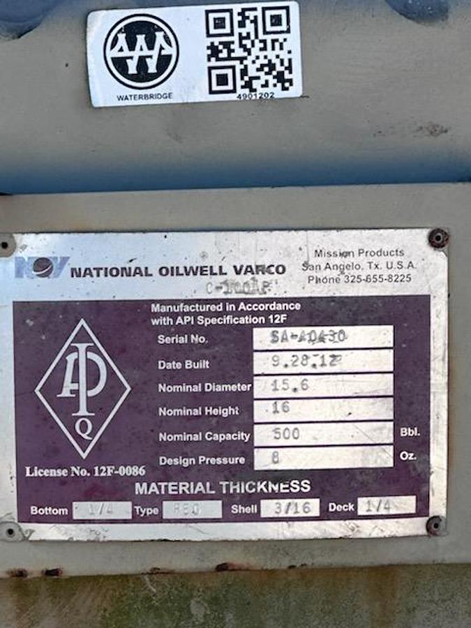 Used 2012 NOV Production Tanks