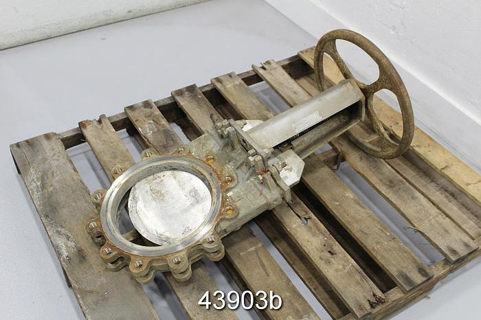 Used Fabri-Valve 10" Hand Operated Knife Gate Valve, CF8M Body #43903