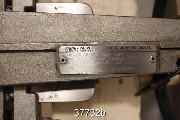 Used Fabri 4" Hand Operated Knife Gate Valve, C67 #37732