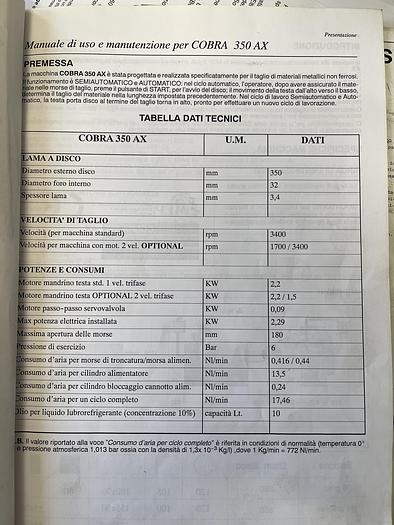 Ottime Segatrice a Disco Automatica MEP COBRA 350AX