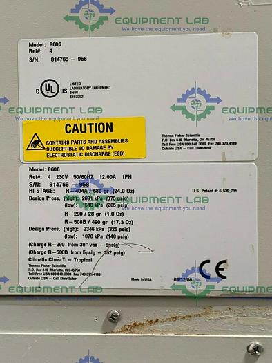 Used Thermo Scientific 8606 -86 ºC Ultra Low Laboratory Freezer 23 Cu Ft 230V