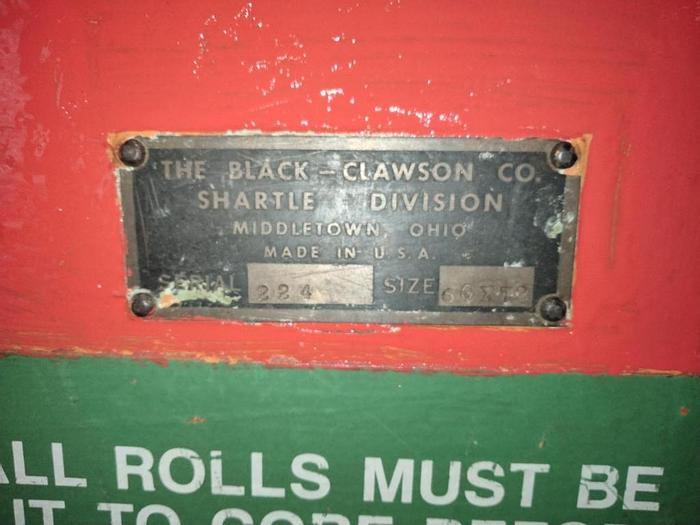 Used BLACK CLAWSON HYDRAULIC ROLL SPLITTER 60" WIDE X 72" DIAMETER