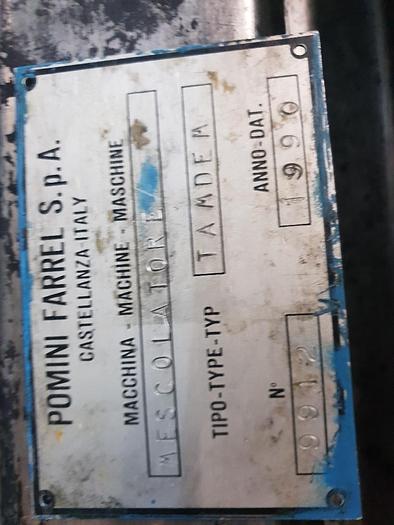 Used 1990 Pomini Farrel VIC1.8-PX1.6 Tandem Lab mixer