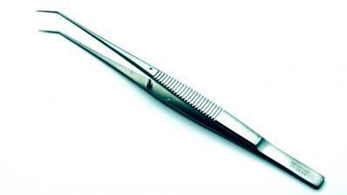 Used Forceps Tissue Dissecting Fine Point Plain Micro Angled Sharp 195mm (7-3/4in) MEDICON 07.72.59