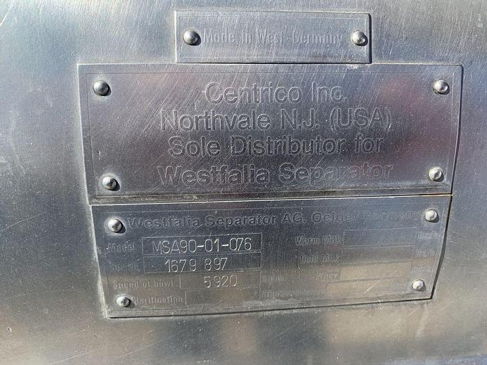 Used Centrifuge, Disc, Westfalia, MSA90-01075, Separator #C743873