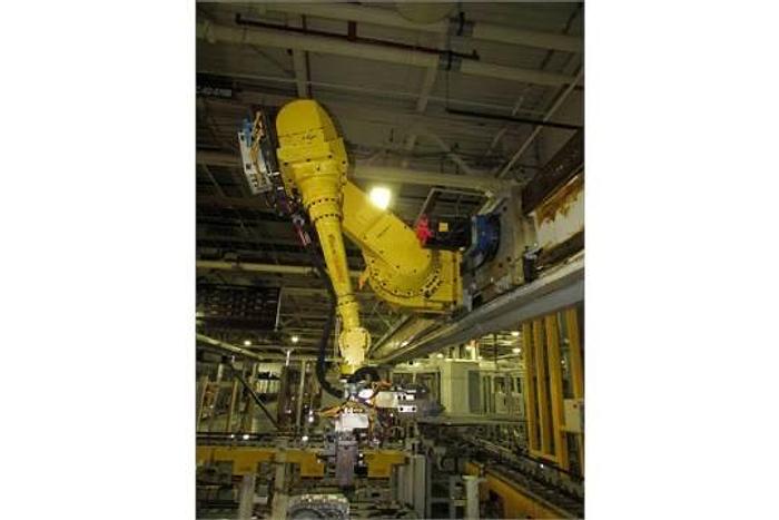 Used FANUC GANTRY ROBOT SYSTEM WITH M710iB/70T ROBOT 8' TALL X 10,200 MM TRAVEL RJ3iB CONTROLLER