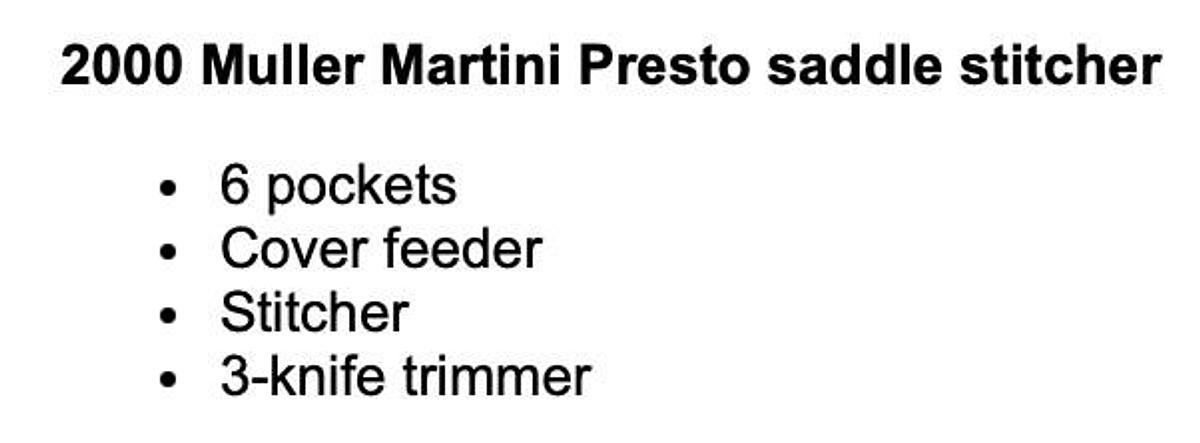 Used 2000 Müller Martini Presto