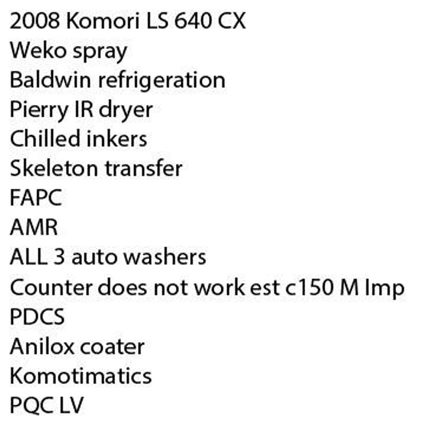 Used 2008 Komori Lithrone LS-640+LX