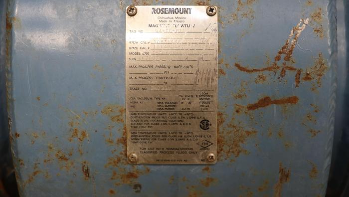 Used Rosemount 6" 8707TSA060C1W0N0D2Q4 Magnetic Flow Tube #44477