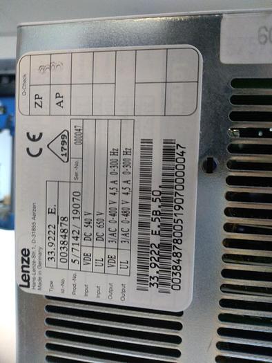 Frequenzumrichter 9220, 33.9222 E.5B.50, Lenze, 0,75KW, neu