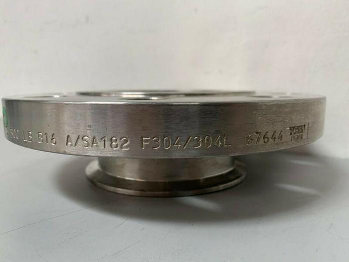 Used Viraj India Stainless Steel 8" Flange To 4" Sanitary Fitting Adapter