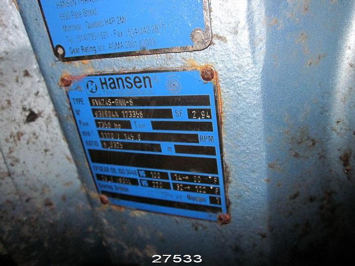 Used Fiberprep HELICO Hi Consistency Pulper, 18 Foot Diameter Tub, Hi Consistency Rotor, Hansen Gearbox, Type Rvk24Sbnn-8, No. 93/R04A, 173358, S.F.2.94, Nominal Hp Is 2350 Hp, 1170 Rpm In/ 145.6 Rpm Out, 8.0325:1. #27533
