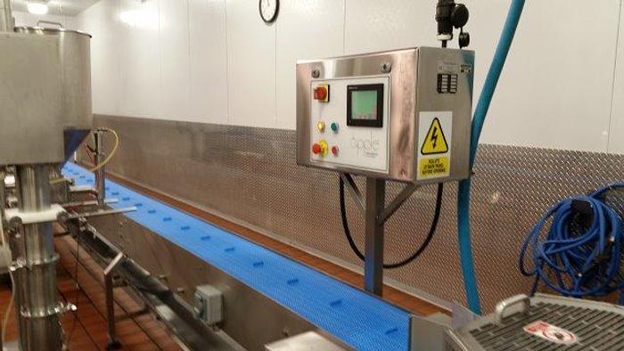 Used Apple International Tray Line Assembly Conveyor; Md#IXIO/213, 12" x 32'