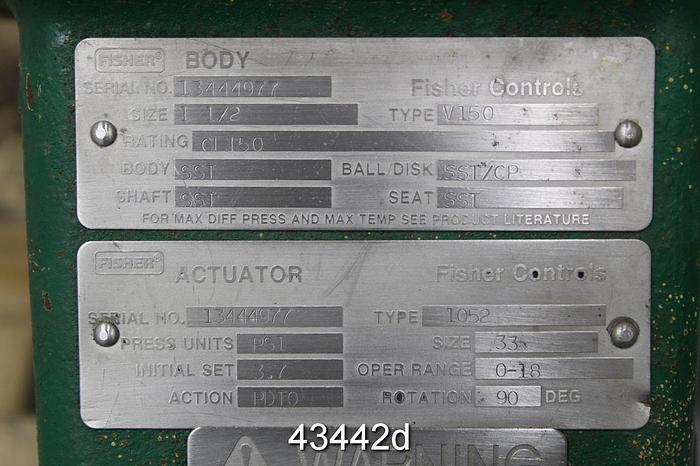Used Fisher V150 1.5" Vee Ball Valve #43442