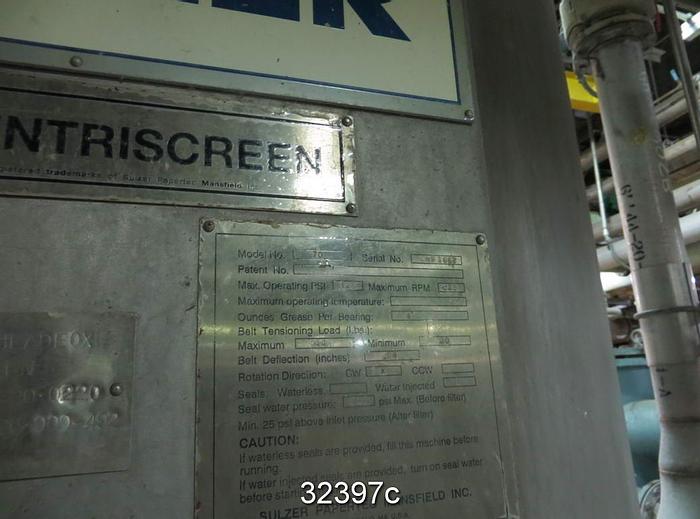 Used Sulzer Bird Model 70 Pressure Screen #32397