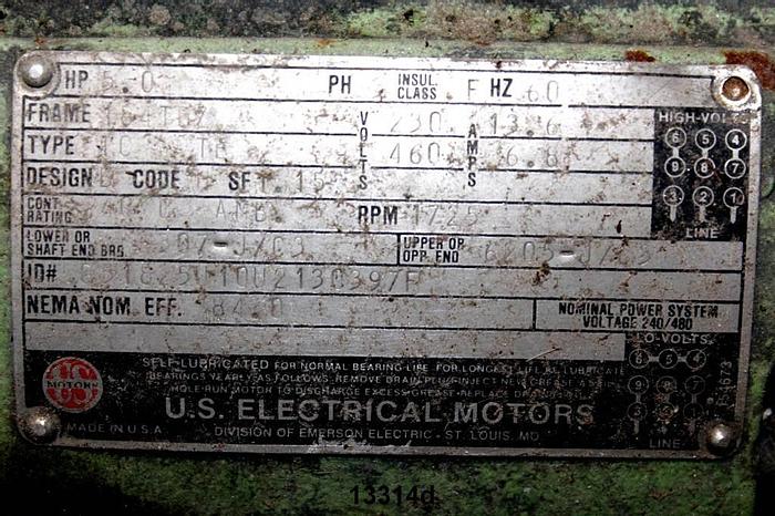 Used US Electric Motor With Gear Drive And Spring Set Disc Brake #13314