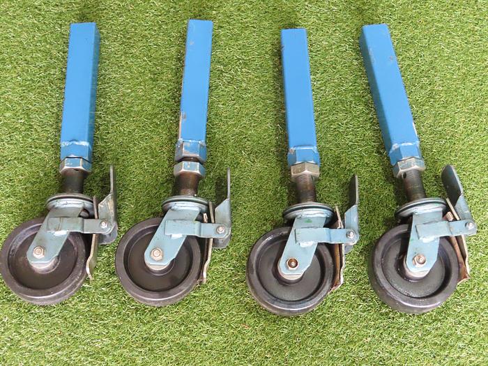 Used 6" Wheel Lock Casters Heavy Duty 6" Diameter x 2" Thick Set Of 4 Wheels