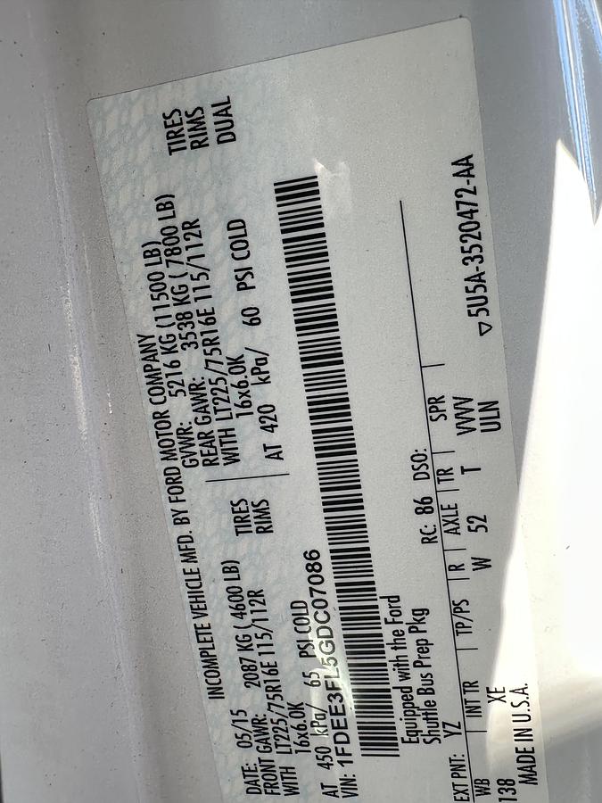 Refurbished 2016 Ford E-350 Non CDL Wheelchair Shuttle Bus