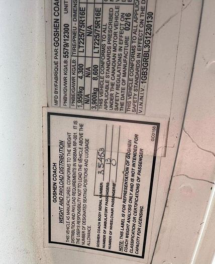 Refurbished 2016 Chevrolet NON CDL 12 PASSENGER DIESEL 3500 SHUTTLE BUS