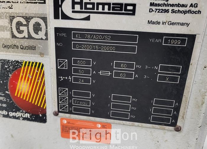 Used 1999 Homag Brandt KL 78/A20/S2 used edgebander #BM2410