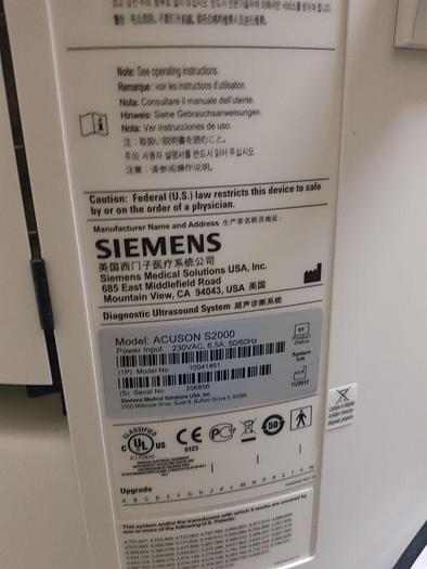 Used SIEMENS S2000 OB / GYN - Vascular Ultrasound