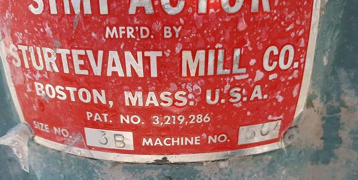 Used Mill, Pin, 16" Dia., C/st, Sturtevant, Mdl 3B, 10 HP, #S744508